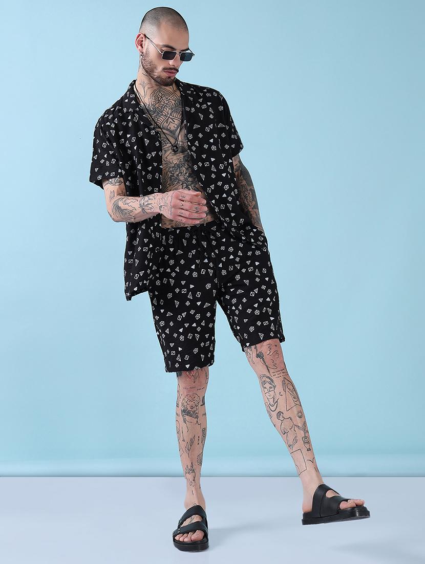 men cuban collar shorts & shirt co ords set - 21908926 - Standard Image - 4
