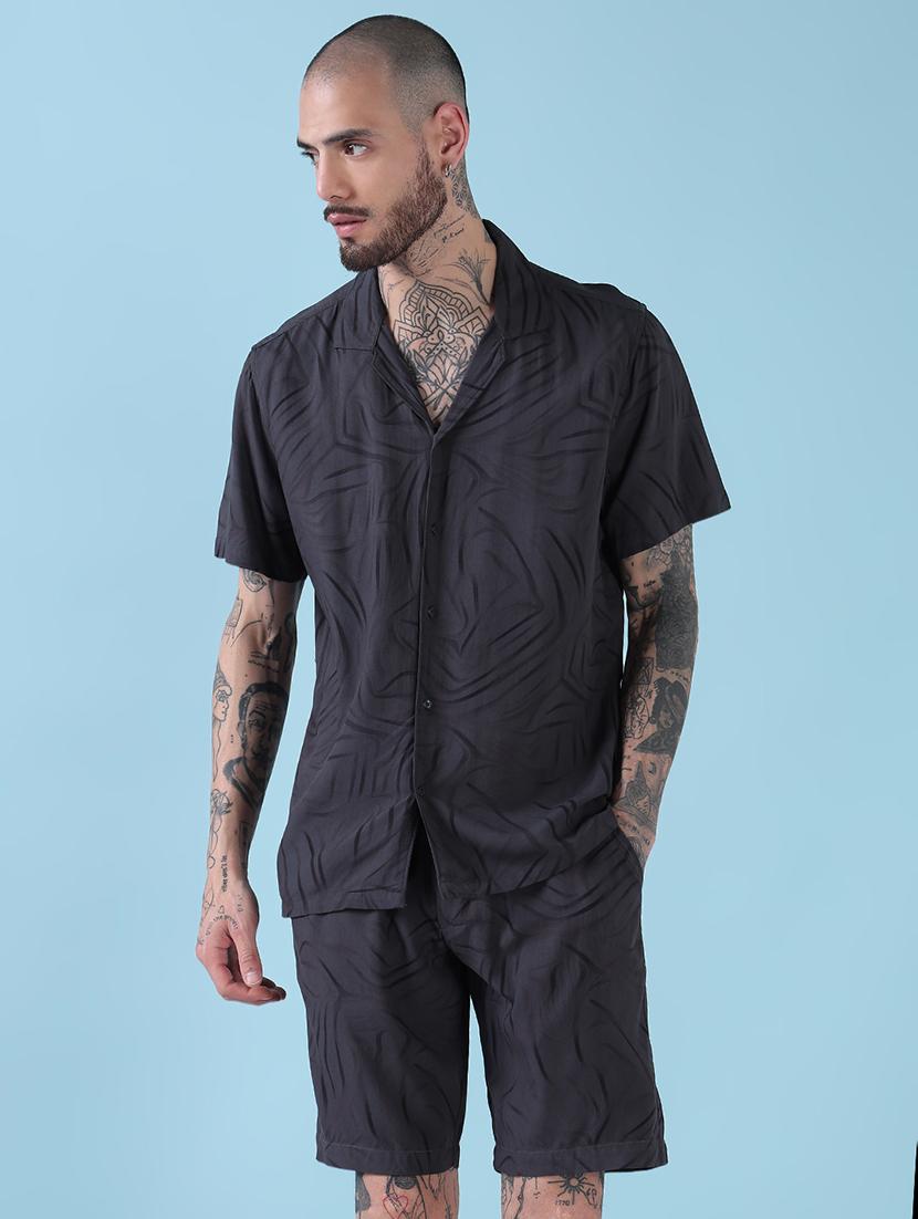 men cuban collar shorts & shirt co ords set - 21908940 - Standard Image - 1
