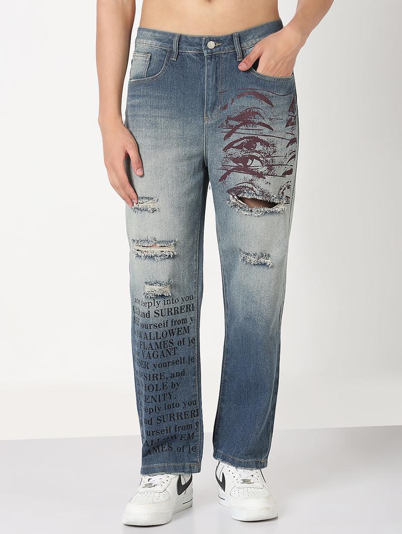 men solid distressed straight fit jean - 21908978 -  Standard Image - 1