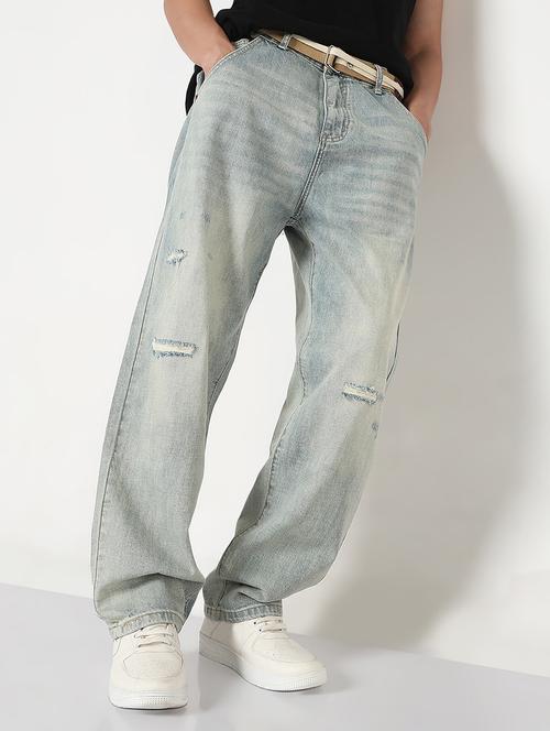 men distressed mid rise baggy jean - 21908987 - Standard Image - 0