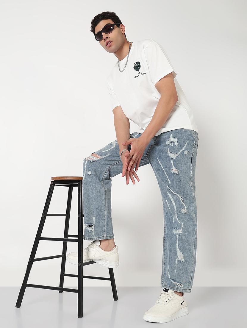 men distressed mid rise straight fit jean - 21908989 - Standard Image - 4