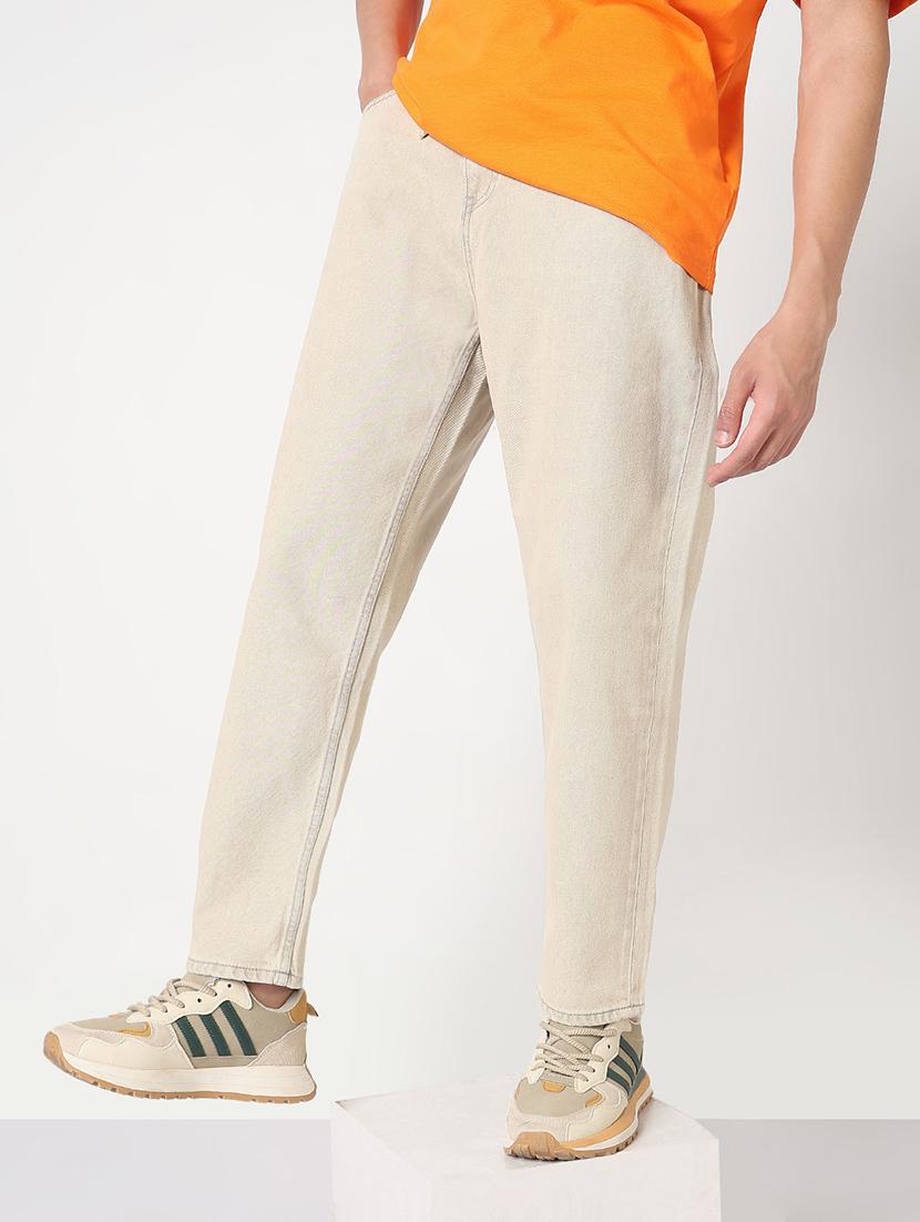 men solid mid rise straight fit jean