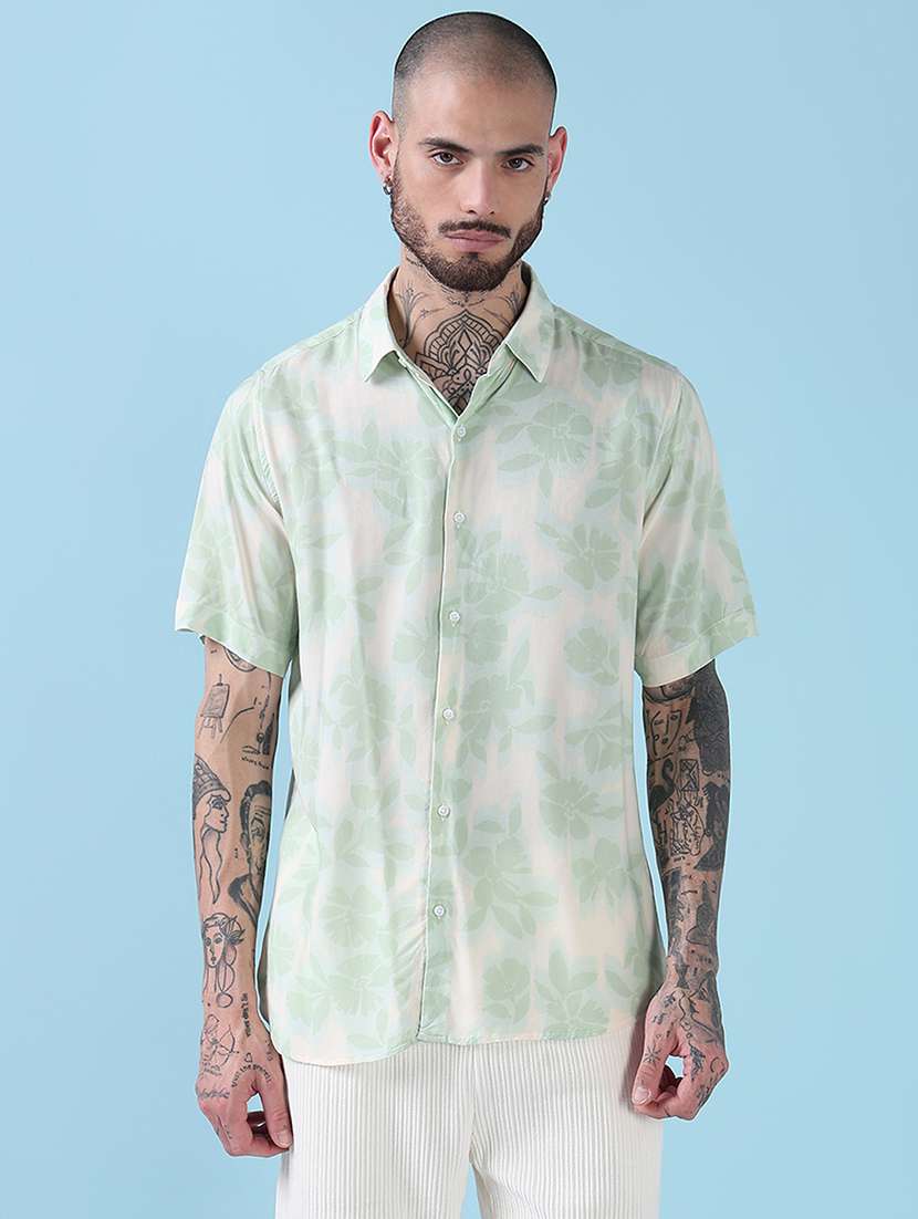 men printed collared short sleeves casual shirt - 21909011 -  Standard Image - 1