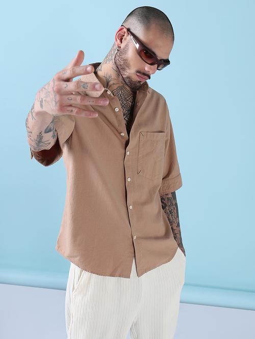 men back printed collared short sleeves shirt - 21909014 - Standard Image - 0