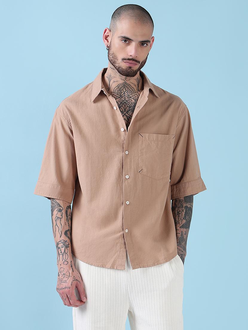 men back printed collared short sleeves shirt - 21909014 - Standard Image - 1