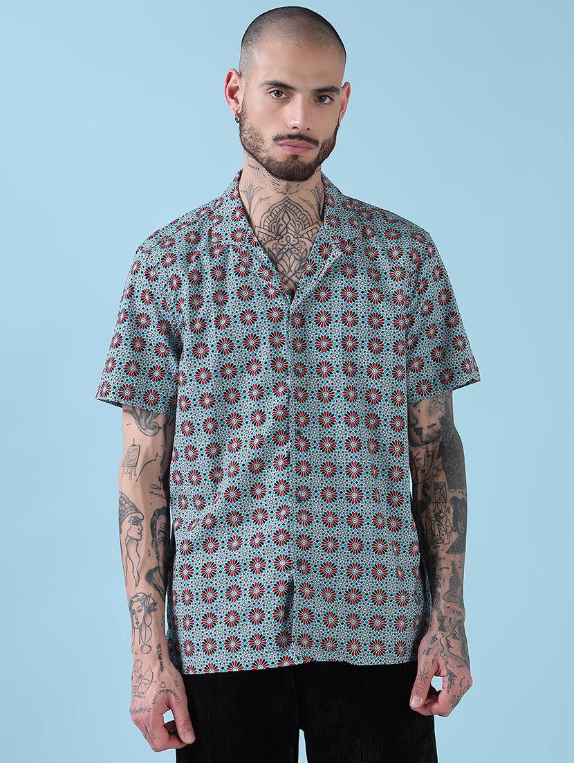 men printed cuban collared casual shirt - 21909016 -  Standard Image - 1