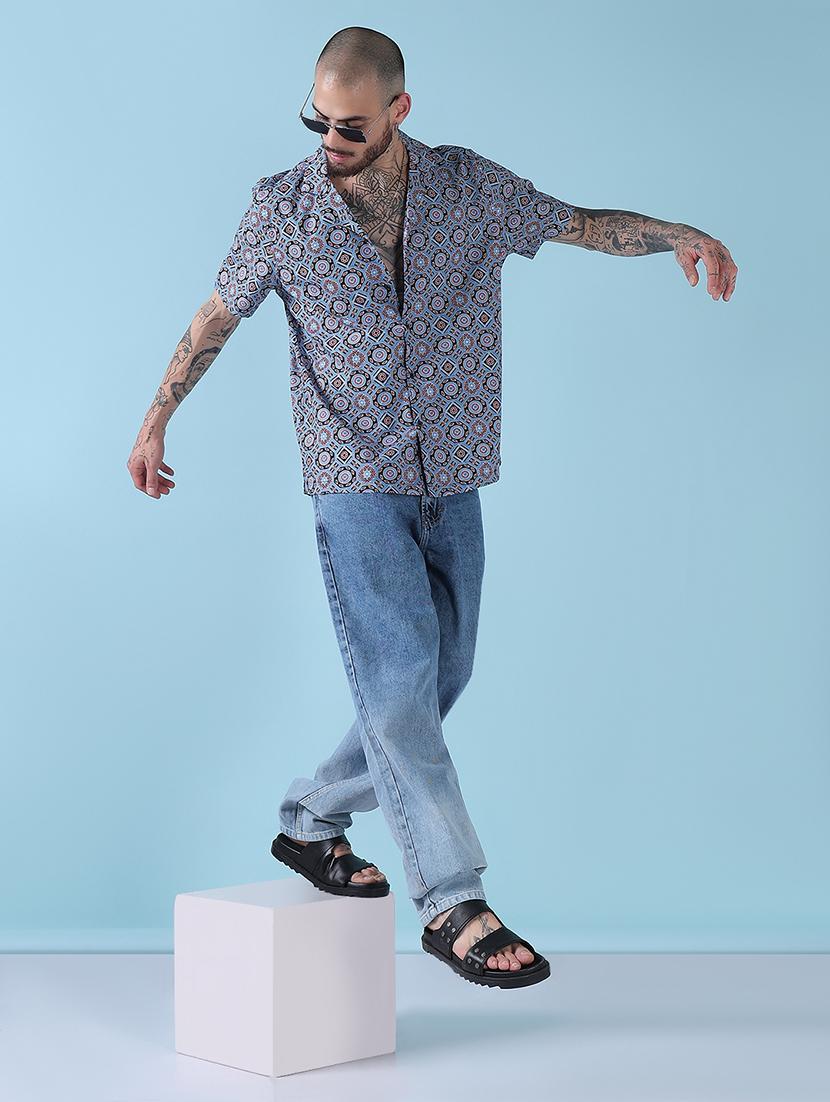 men printed short sleeve regular fit casual shirt - 21909017 - Standard Image - 4