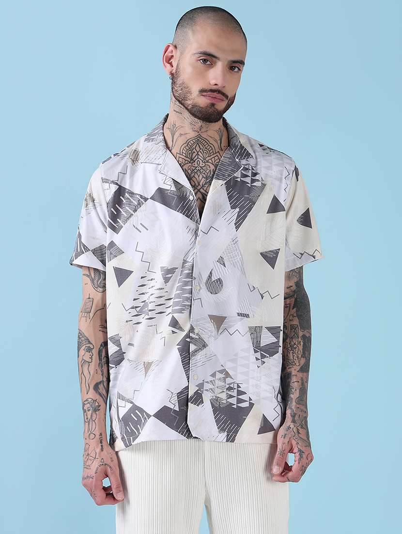 men printed short sleeve regular fit casual shirt - 21909018 -  Standard Image - 1