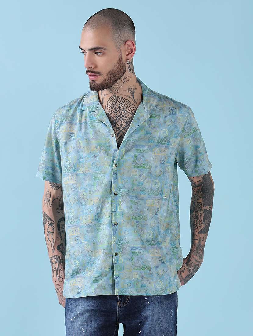 men printed short sleeve regular fit casual shirt - 21909019 -  Standard Image - 1