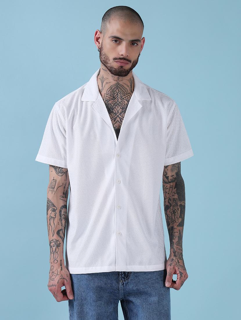 men self design short sleeve regular fit casual shirt - 21909024 - Standard Image - 1