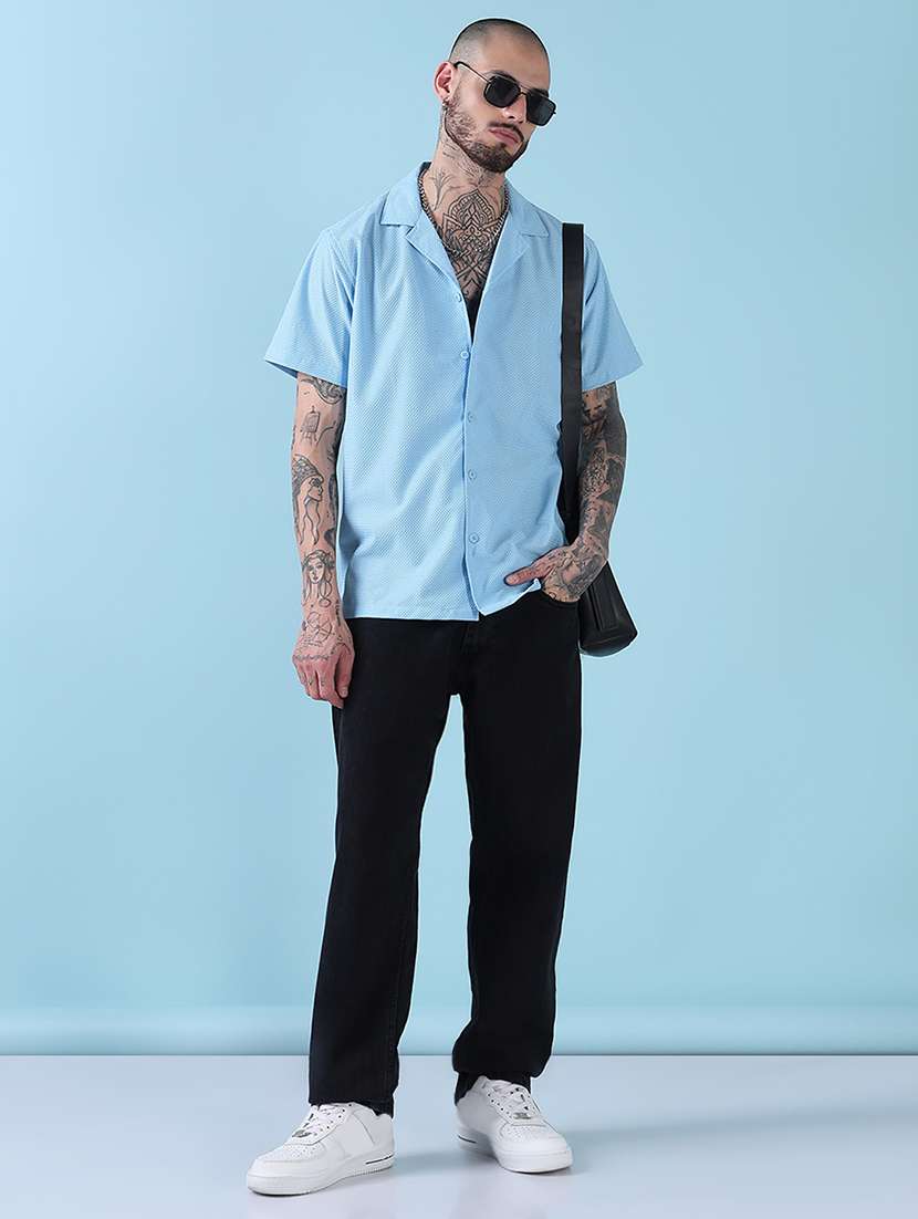 men self design short sleeve regular fit casual shirt - 21909025 -  Standard Image - 4