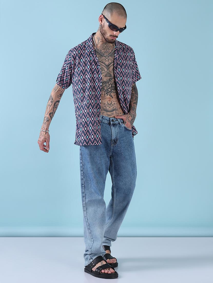 men printed cuban collared casual shirt - 21909026 - Standard Image - 4