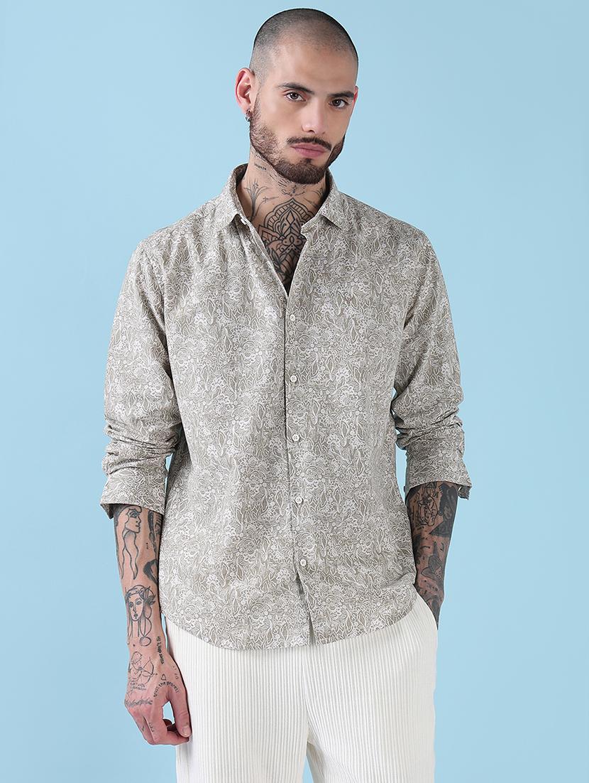 men printed long sleeve regular fit casual shirt - 21909028 - Standard Image - 1