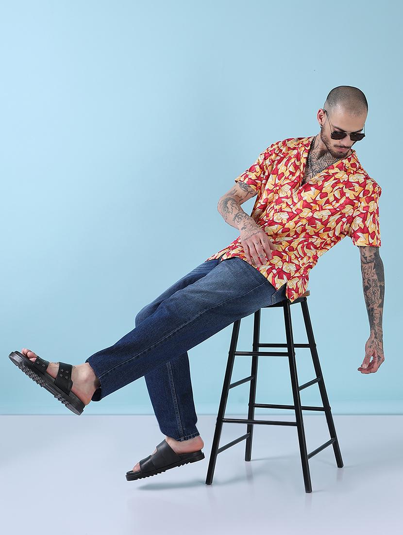 men printed cuban collared casual shirt - 21909032 - Standard Image - 4