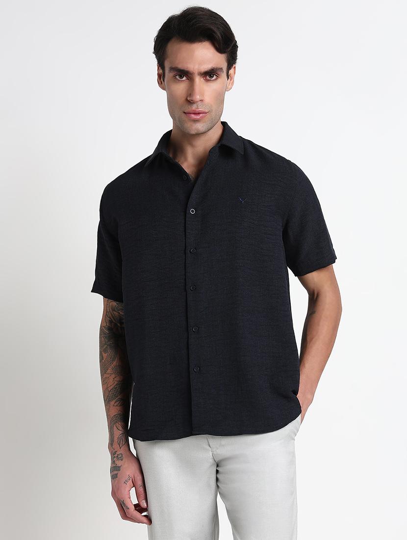 men solid short sleeve regular fit casual shirt - 21909034 -  Standard Image - 1