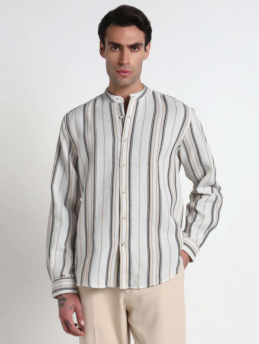 men self designed mandarin neck casual shirt - 21909036 -  Standard Image - 1