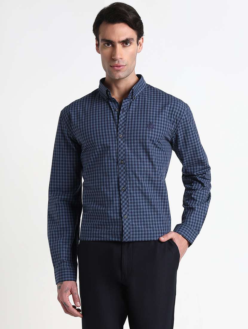 men checkered collared long sleeves casual shirt - 21909038 -  Standard Image - 1