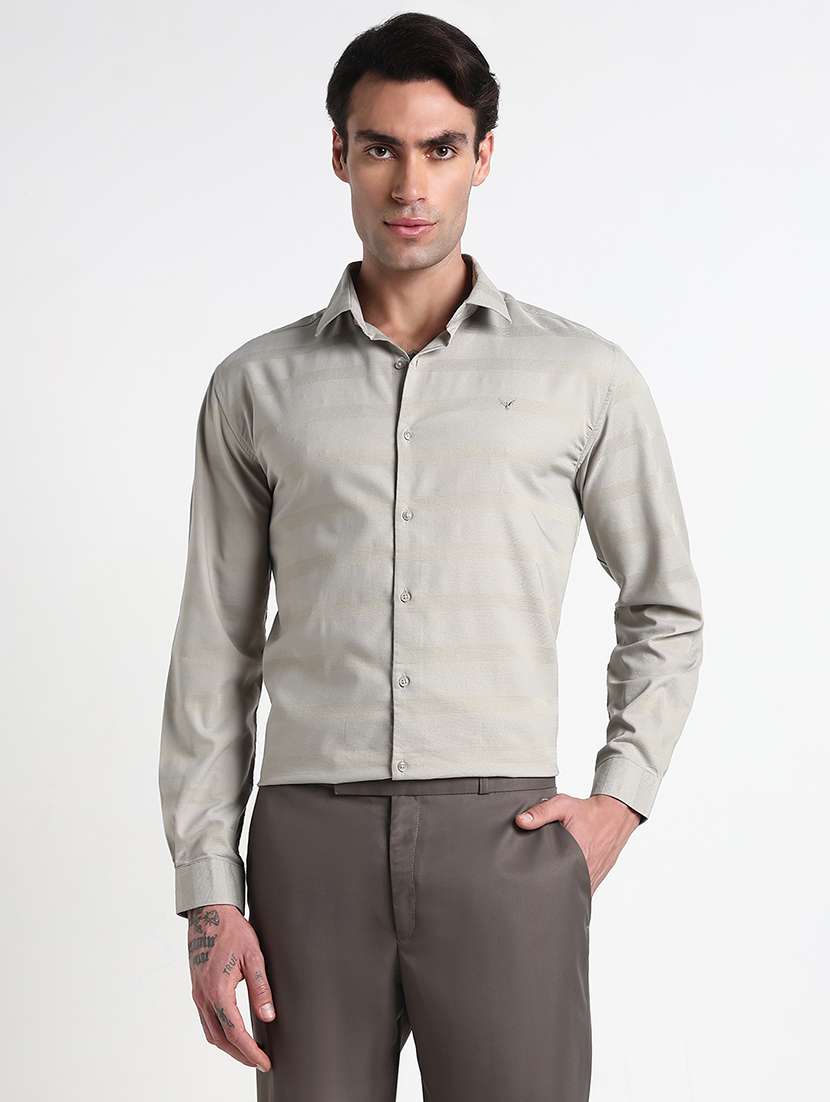 men striped long sleeve slim fit formal shirt - 21909039 -  Standard Image - 1