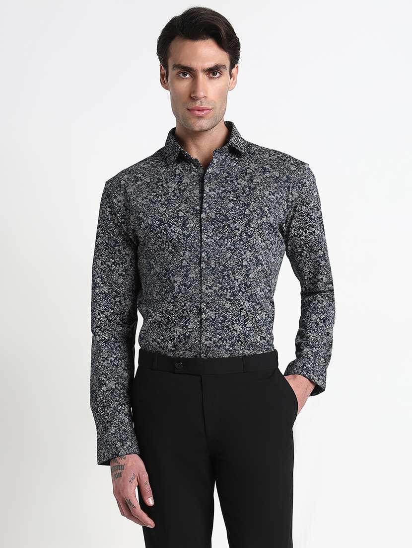 men floral printed long sleeve slim fit formal shirt - 21909045 -  Standard Image - 1