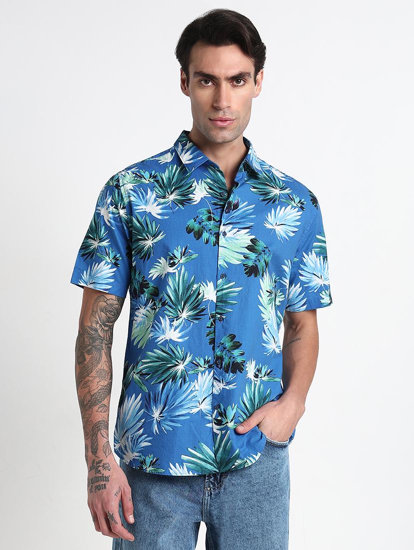 men printed collared short sleeves casual shirt - 21909047 - Standard Image - 1