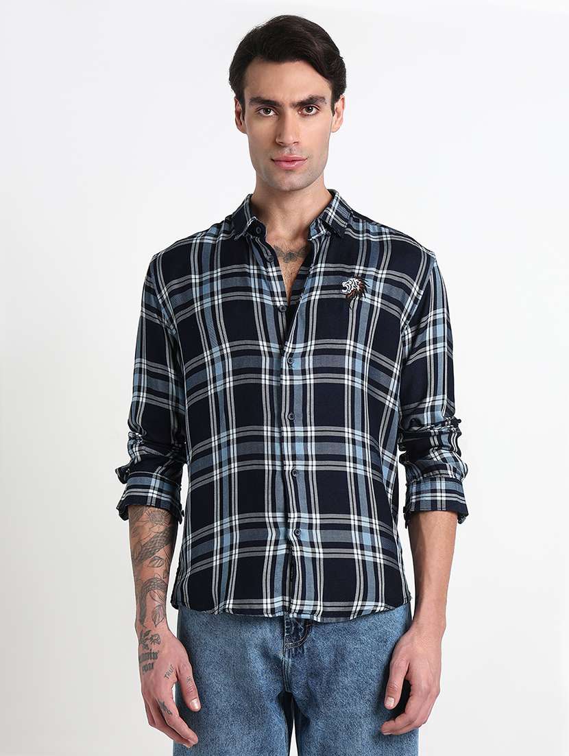 men checkered long sleeve regular fit casual shirt - 21909050 -  Standard Image - 1