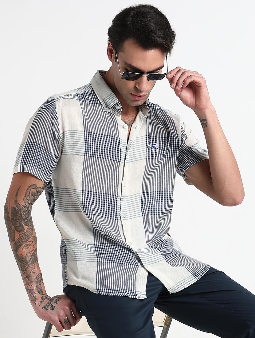 men checkered short sleeve regular fit casual shirt - 21909051 - Zoom Image - 0
