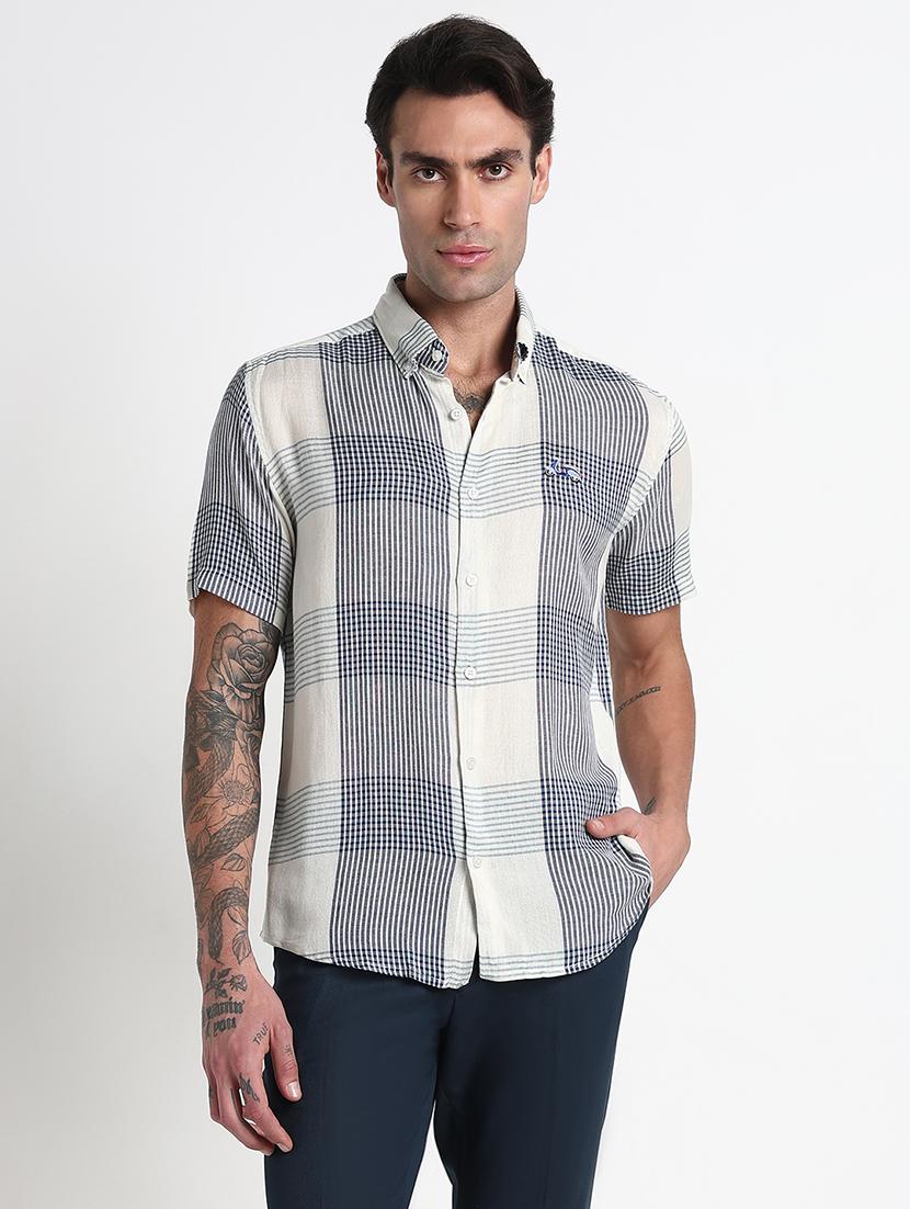 men checkered short sleeve regular fit casual shirt - 21909051 - Standard Image - 1