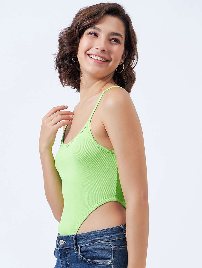 women solid shoulder strap bodysuit top - 21909068 -  Standard Image - 4