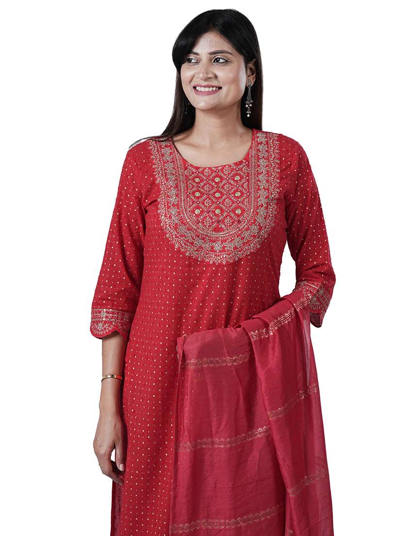 women three quarter sleeve kurta pant with dupatta set - 21909074 -  Standard Image - 4