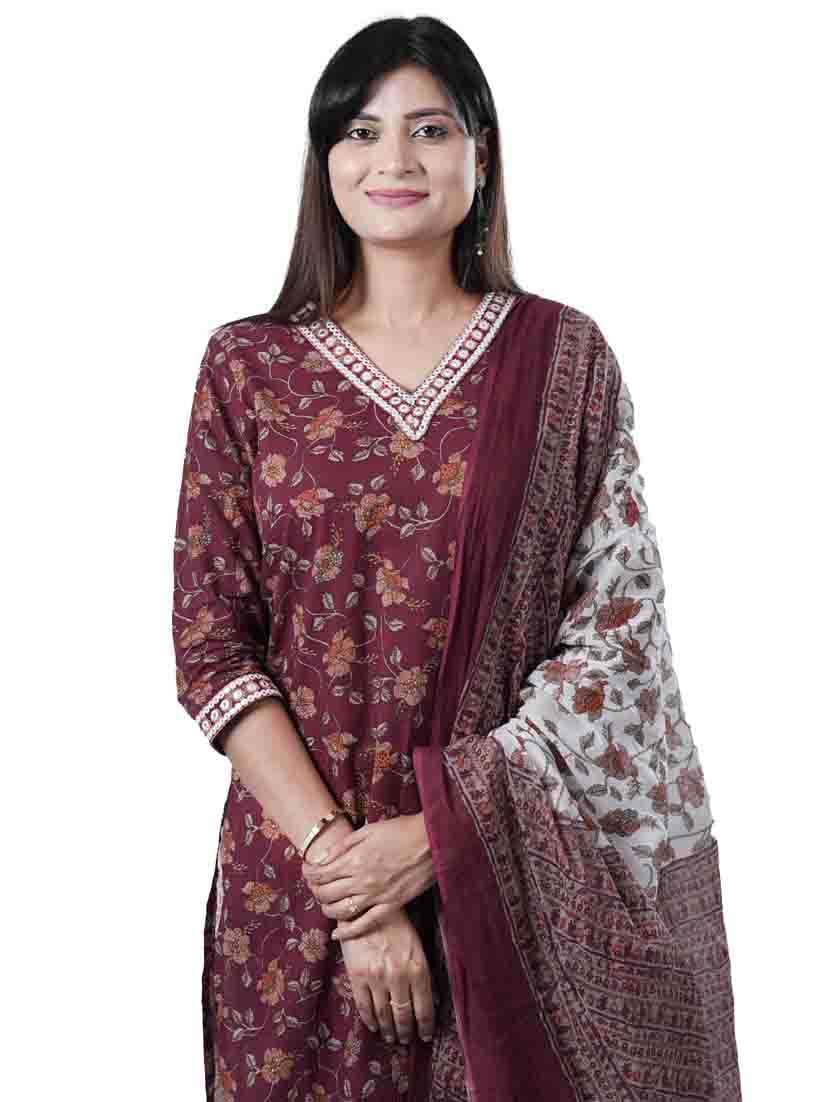 women three quarter sleeve kurta salwar with dupatta set - 21909075 -  Standard Image - 4