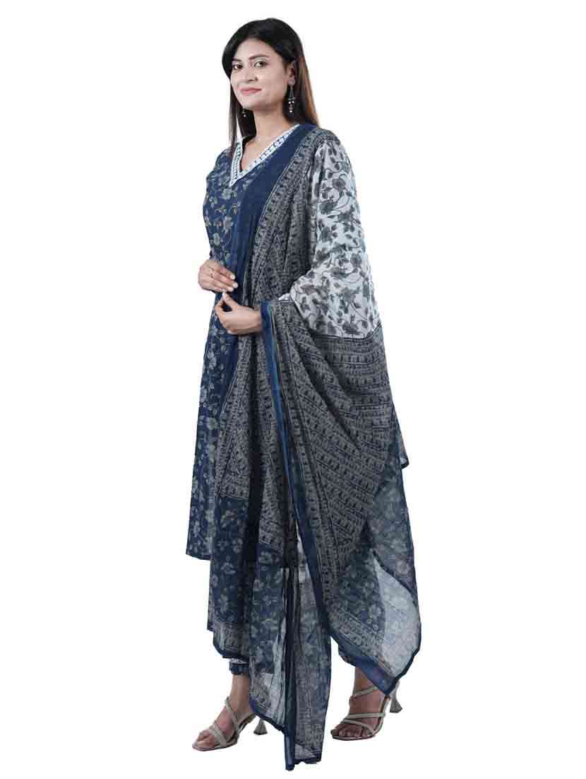 women three quarter sleeve kurta salwar with dupatta set - 21909076 -  Standard Image - 1