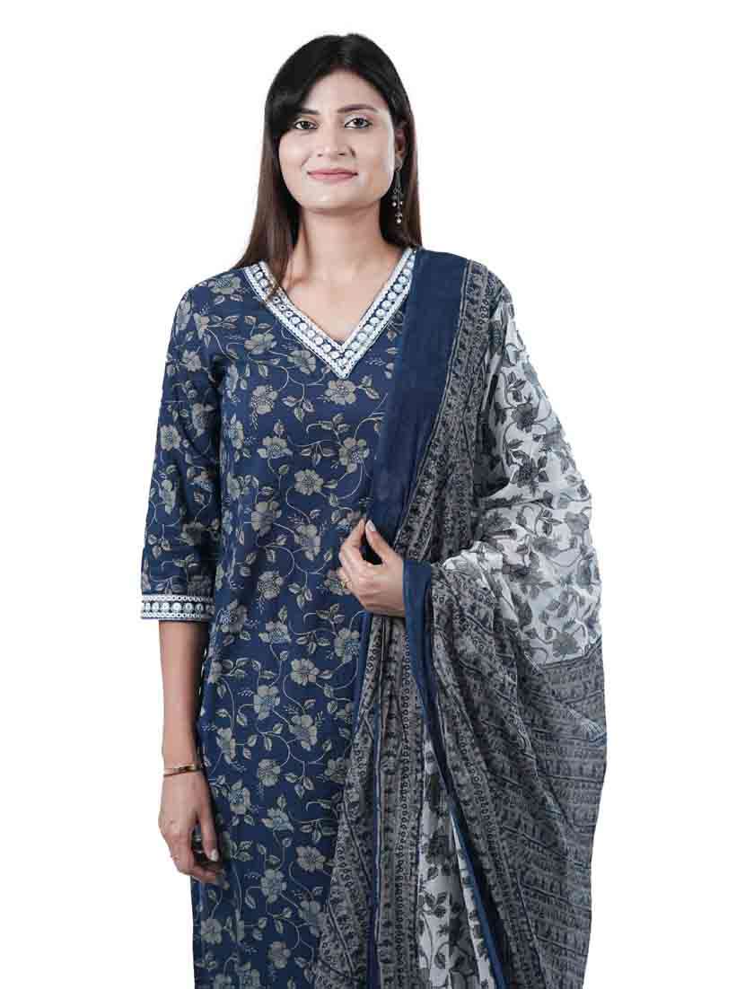 women three quarter sleeve kurta salwar with dupatta set - 21909076 -  Standard Image - 4