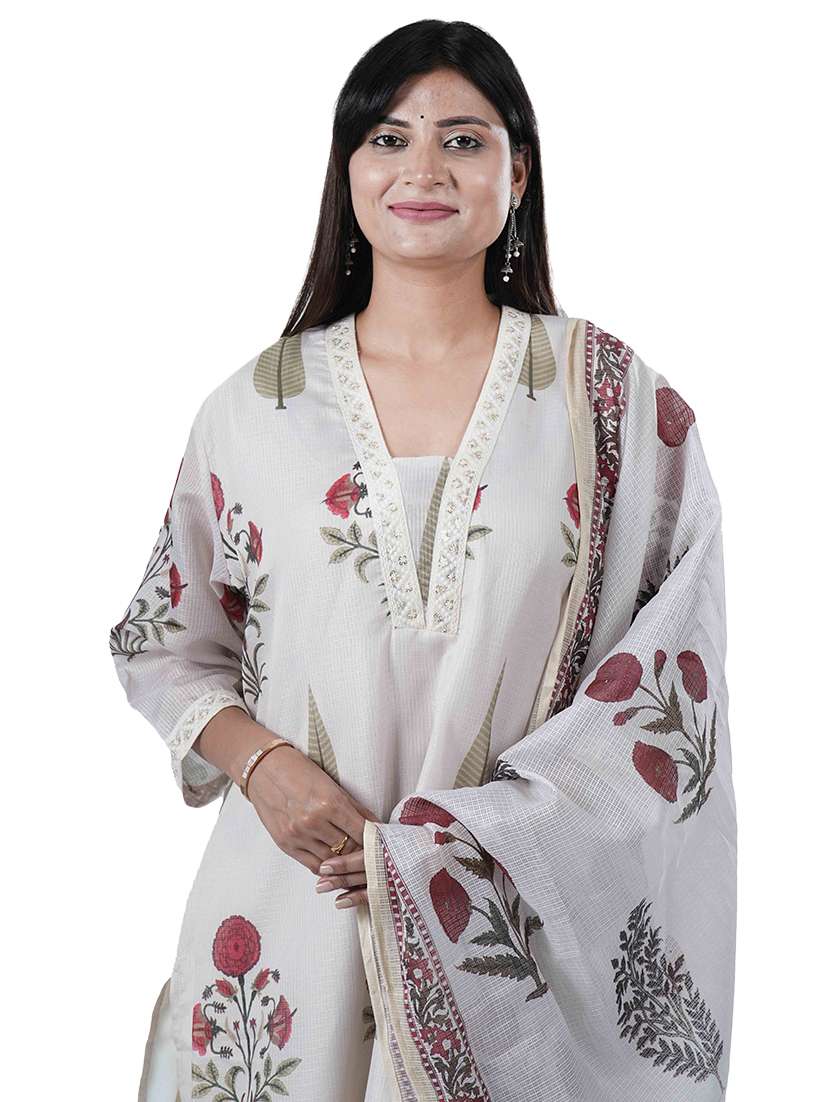 women three quarter sleeve kurta pant with dupatta set - 21909088 -  Standard Image - 4