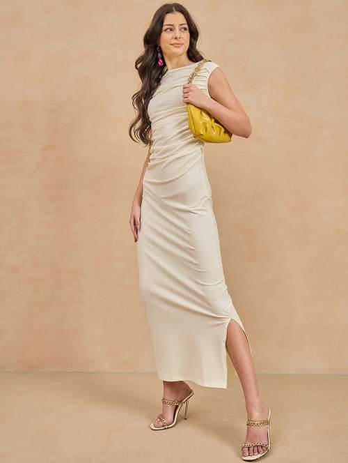 women solid sleeveless ruched bodycon dress - 21909158 -  Standard Image - 0