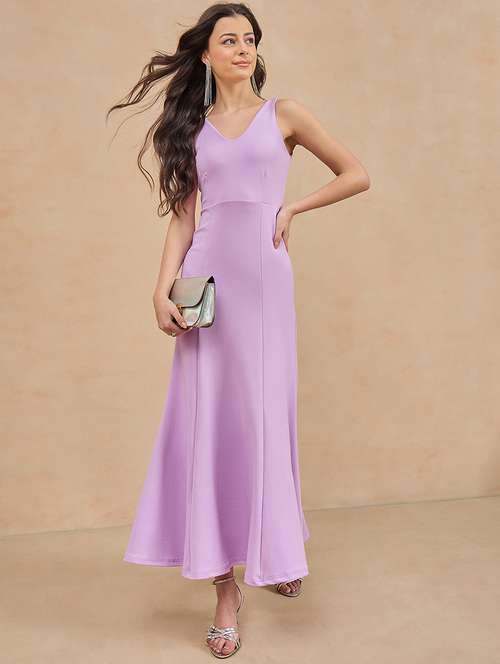 women lavender solid sleeveless a-line dress - 21909183 -  Standard Image - 0