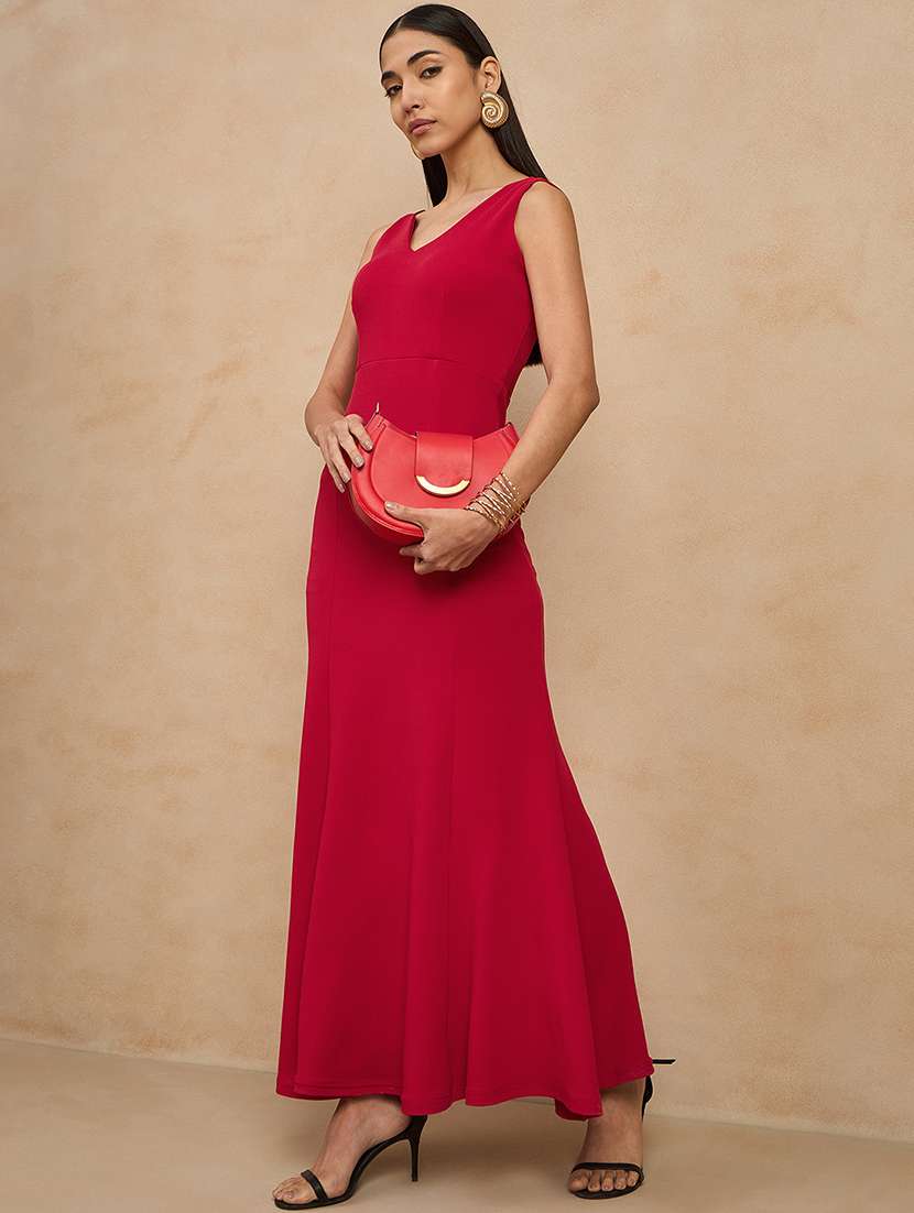 women red solid sleeveless a-line dress - 21909184 - Zoom Image - 0