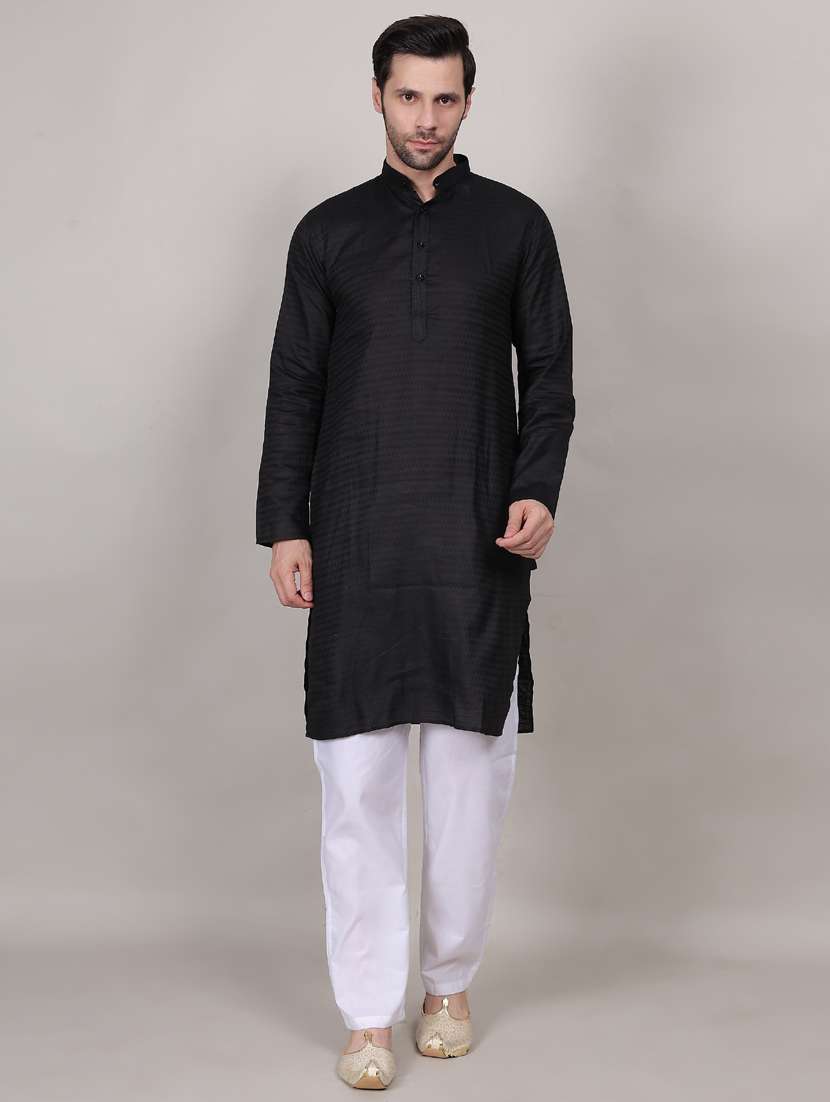 men self designed long sleeves kurta trouser set