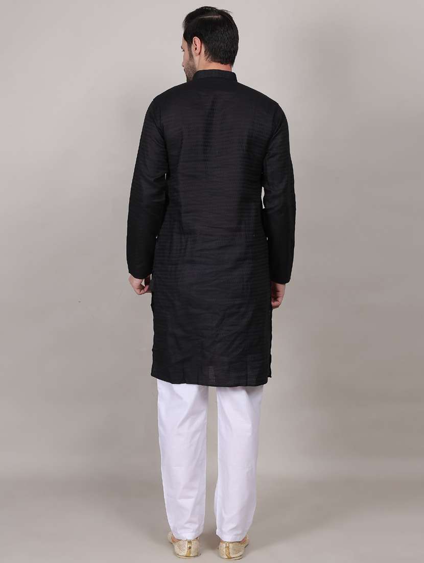 Men Self Designed Long Sleeves Kurta Trouser Set