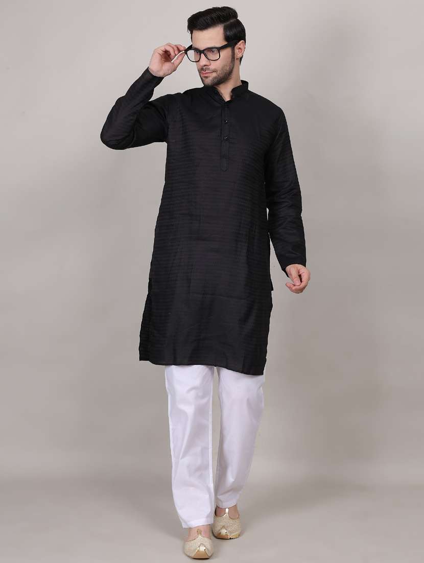 Men Self Designed Long Sleeves Kurta Trouser Set