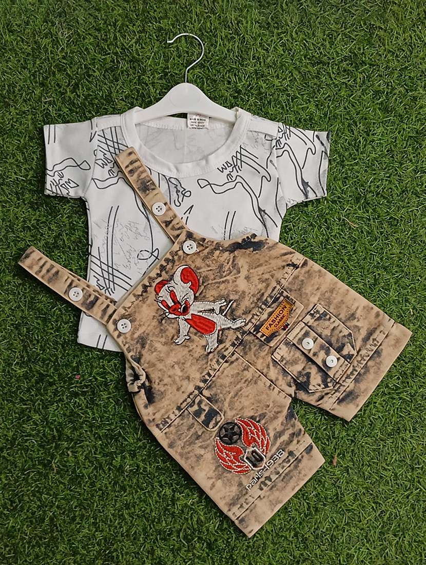 boys printed t-shirt & dungarees sets  - 21909312 -  Standard Image - 1