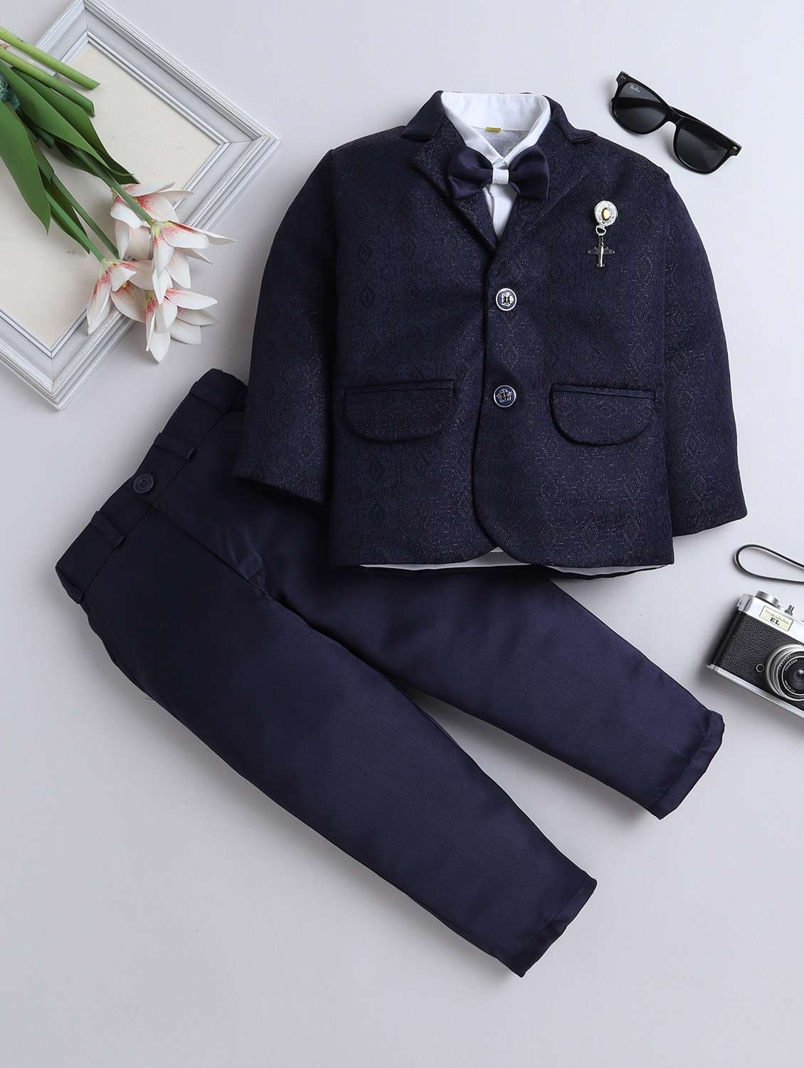 boys self design three piece suit set