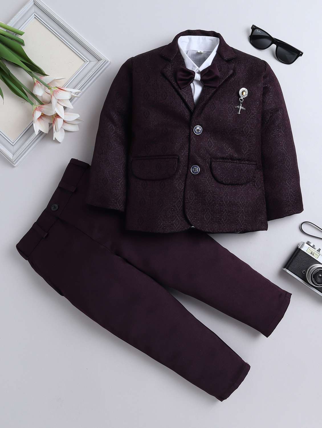 boys self design three piece suit set