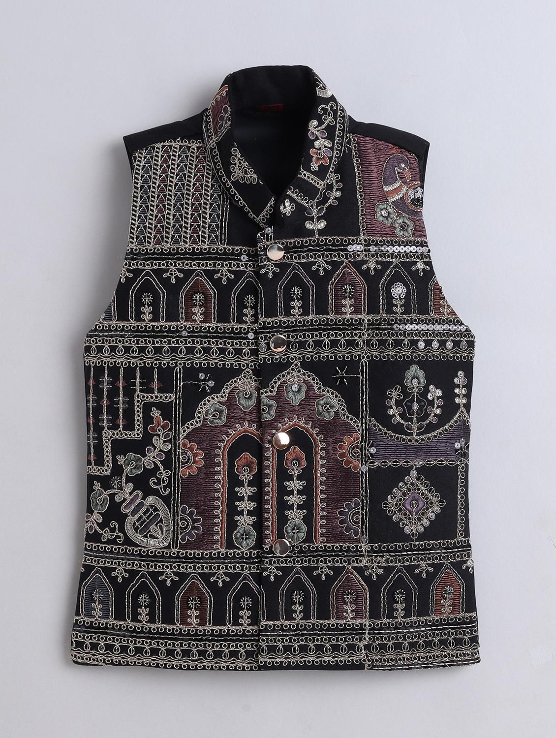 boys embroidered sherwani set with jacket - 21909496 - Standard Image - 4
