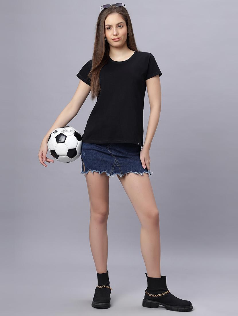 women solid short sleeves regular fit t-shirt - 21909516 - Standard Image - 4