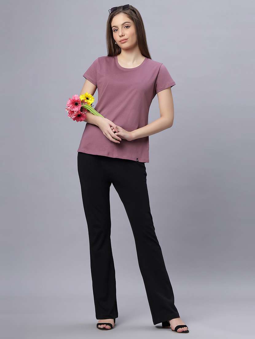 women solid short sleeves regular fit t-shirt - 21909517 -  Standard Image - 4