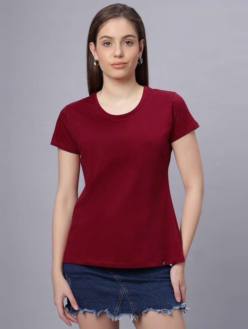 women solid short sleeves regular fit t-shirt - 21909520 -  Standard Image - 1
