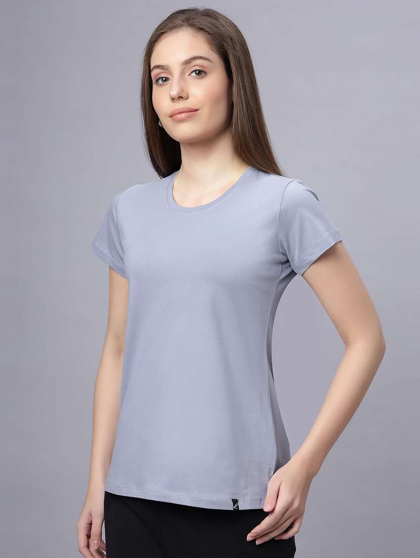 women solid short sleeves regular fit t-shirt - 21909522 -  Standard Image - 1