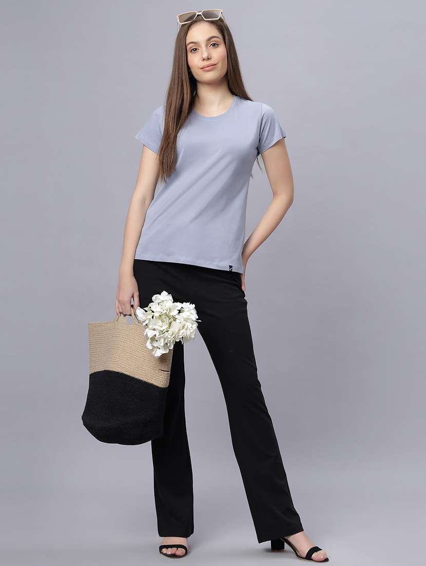 women solid short sleeves regular fit t-shirt - 21909522 -  Standard Image - 4