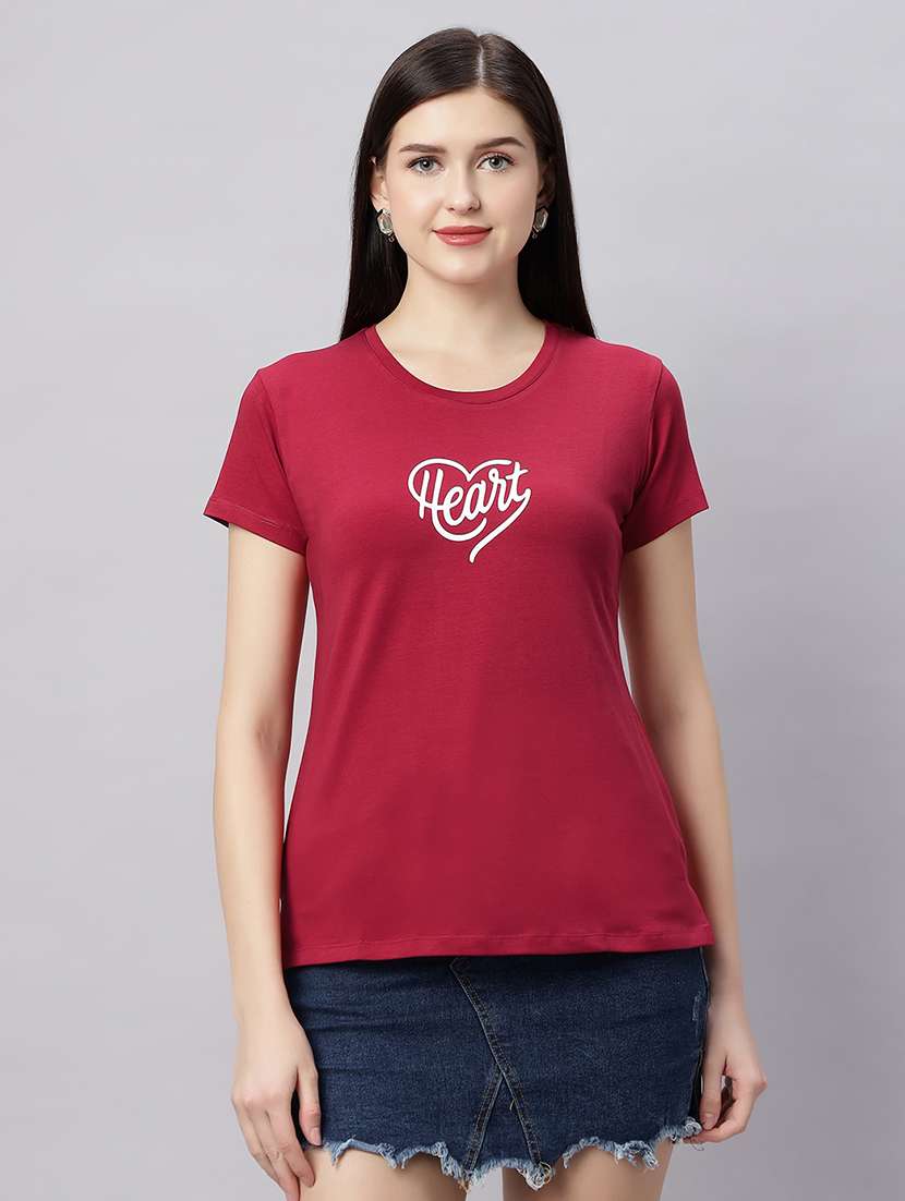 women printed short sleeves regular fit t-shirt