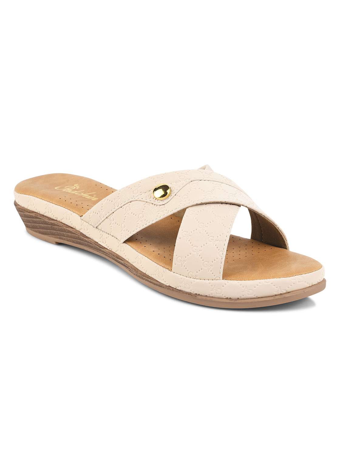 women cream slip on sandal - 21909553 - Standard Image - 1